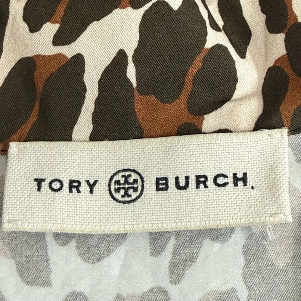 Tory Burch Leopard Print Shirt Dress Belted Cotton Safari Chic Size 8